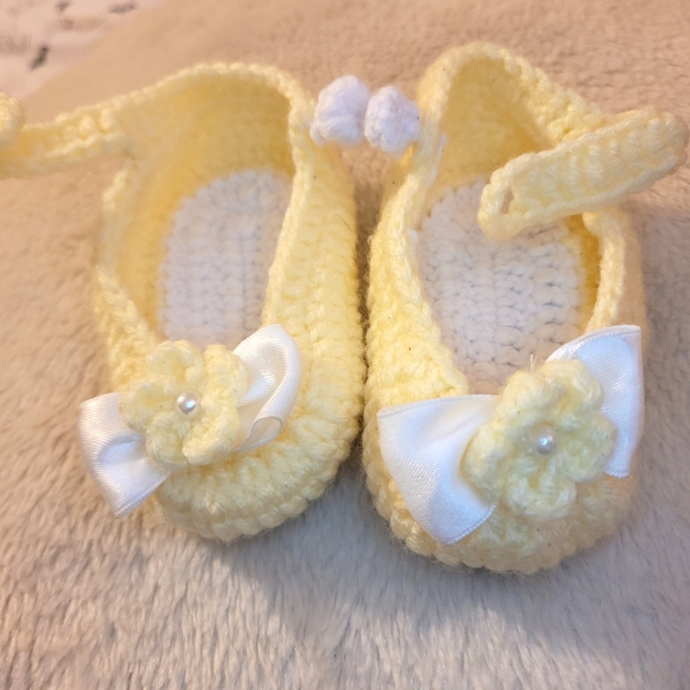 Yellow Crochet Baby Boots